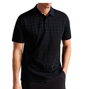 Ted Baker Blue Gaelic Cotton Gradient Houndstooth Polo Size 6 (XXL)